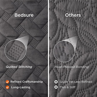 Bedsure Quilts King Size - Grey Bedspreads King Size with Basket Weave Pattern, Soft Quilt Bedding Set, Lightweight Comforter Set Coverlet for All Seasons with 2 Pillow Shams (106" x 96") | Skin-Friendly Soft, All-Season Comfort, Breathable, Lightweigh...