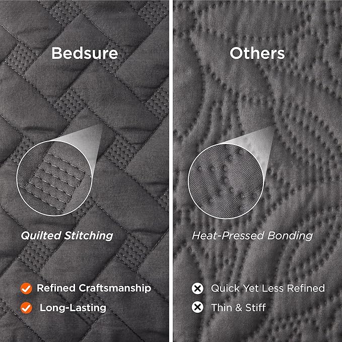 Bedsure Quilts Queen Size - Grey Bedspreads Queen Size with Basket Weave Pattern, Soft Quilt Bedding Set, Lightweight Comforter Set Coverlet for All Seasons with 2 Pillow Shams (90" x 96") | Skin-Friendly Soft, All-Season Comfort, Breathable, Lightweig...