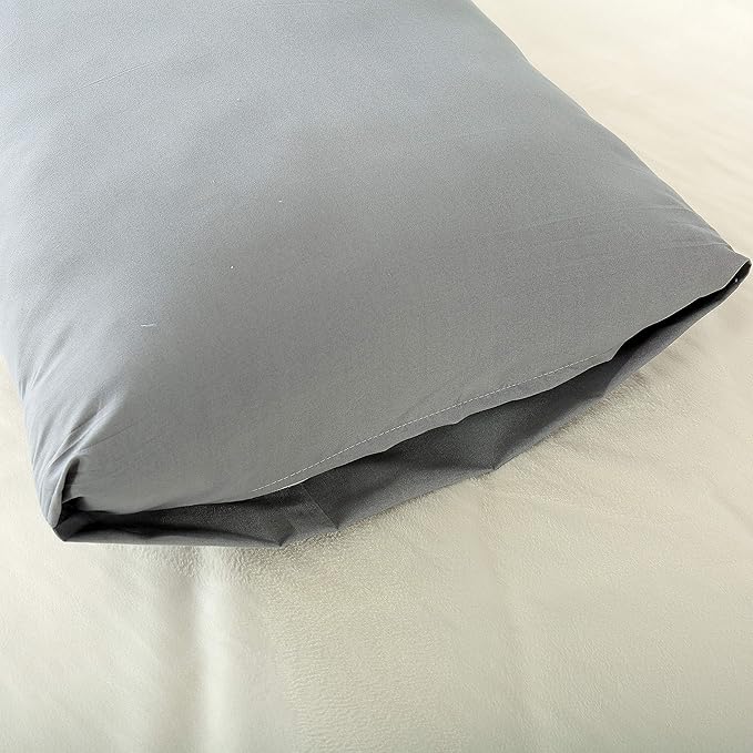 Evolive Ultra Soft Brushed Microfiber King Size 20"x40" Pillowcases Pair with Envelope Clousure Set of 2 (20"x40" King, Silver Grey)
