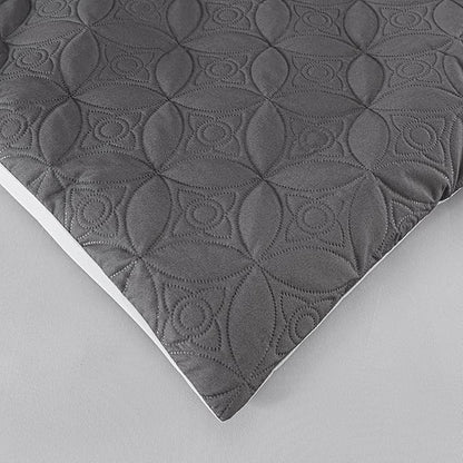 Chezmoi Collection Upland 7-Piece Quilted Patchwork Comforter Set, Black/Gray/Light Gray, California King