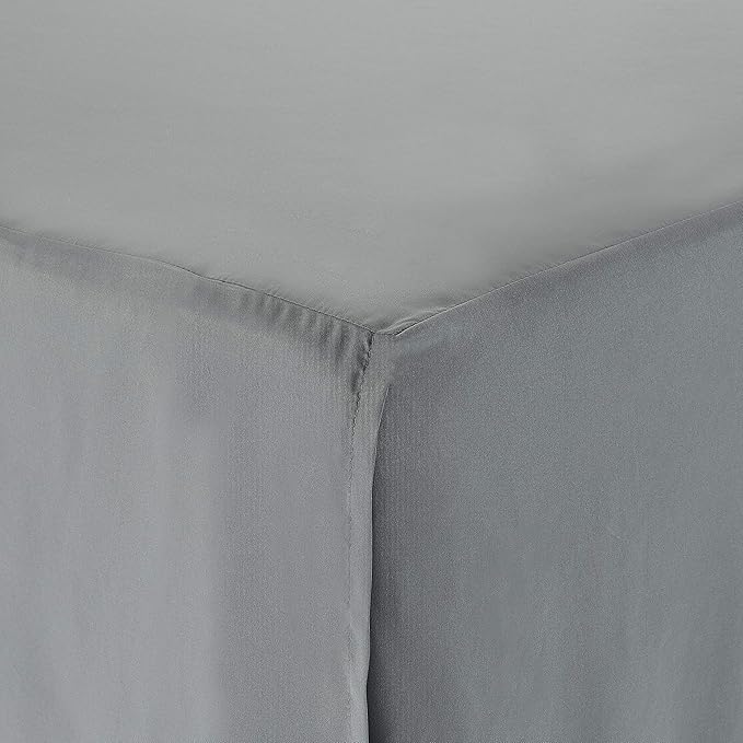 Amazon Basics Lightweight Pleated Bed Skirt, Machine Washable, Wrinkle and Fade Resistant, Full, Dark Grey