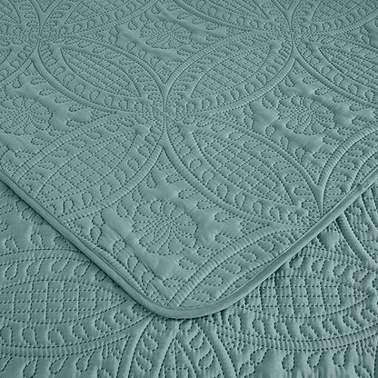 Chezmoi Collection Austin 3-piece Oversized Bedspread Coverlet Set (Queen, Spa Blue) | Oversized, Lightweight, Fade Resistant