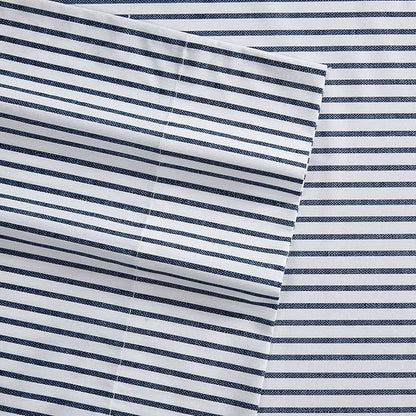 Nautica - Twin Size Sheet Set, Crisp & Tailored Cooling Sheets with a Smooth Cotton Percale Lightweight Feel - Bed Sheets with Matching Pillowcase & Fitted Sheet (Harmead Navy)
