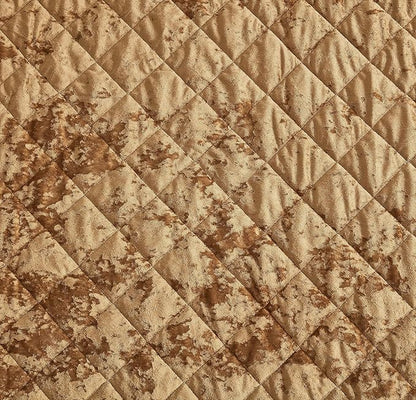 Chezmoi Collection Lux Caramel Gold Velvet Quilt King Set, 3-Piece Lush Plush Distressed Velvet Bedding All Season Lightweight Comforter Brushed Microfiber Reverse with Diamond Stitch Quilting
